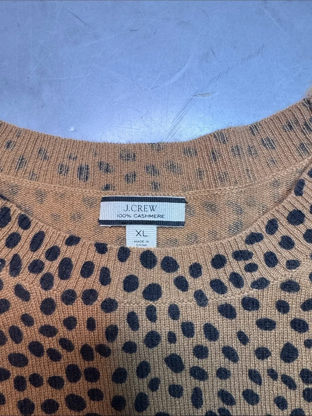 J. Crew Cashmere crewneck sweater in leopard dot
